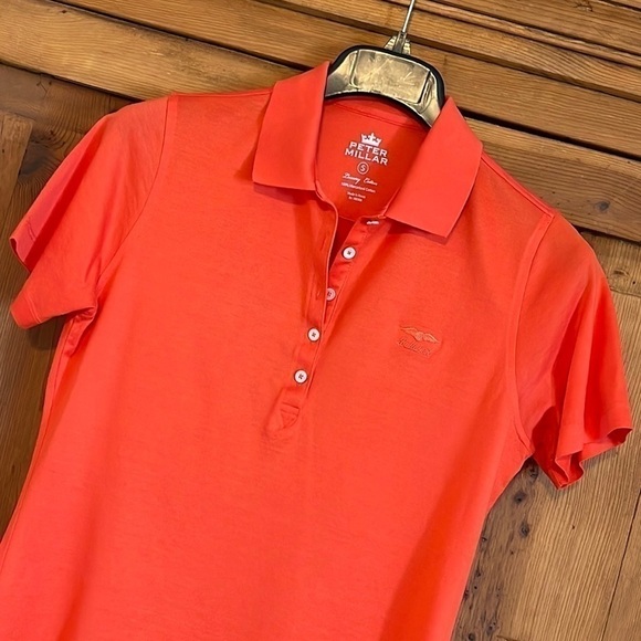 Peter Millar Luxury Cotton Orange Golf Polo Shirt Sz. S - Picture 3 of 12